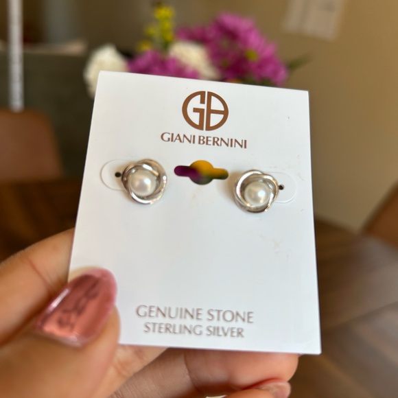 Giani Bernini Sterling Silver Pearl Earrings - Picture 1 of 2